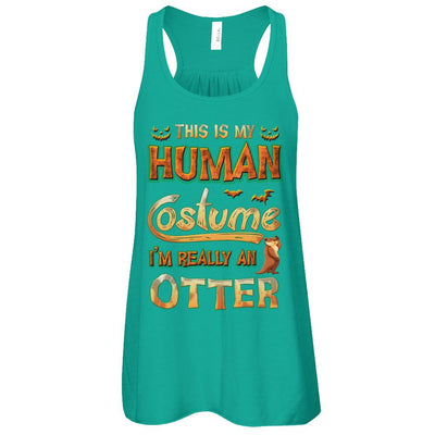 Otter Halloween My Human Costume I'm Really An Otter-T-Shirt & Tank Top-Women's Flowy Racerback Tank-Kelly