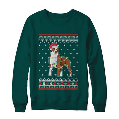 Pitbull Christmas Ugly Sweater Lights Dog Xmas Gift-T-Shirt & Sweatshirt-Crewneck Sweatshirt-Deep Forest