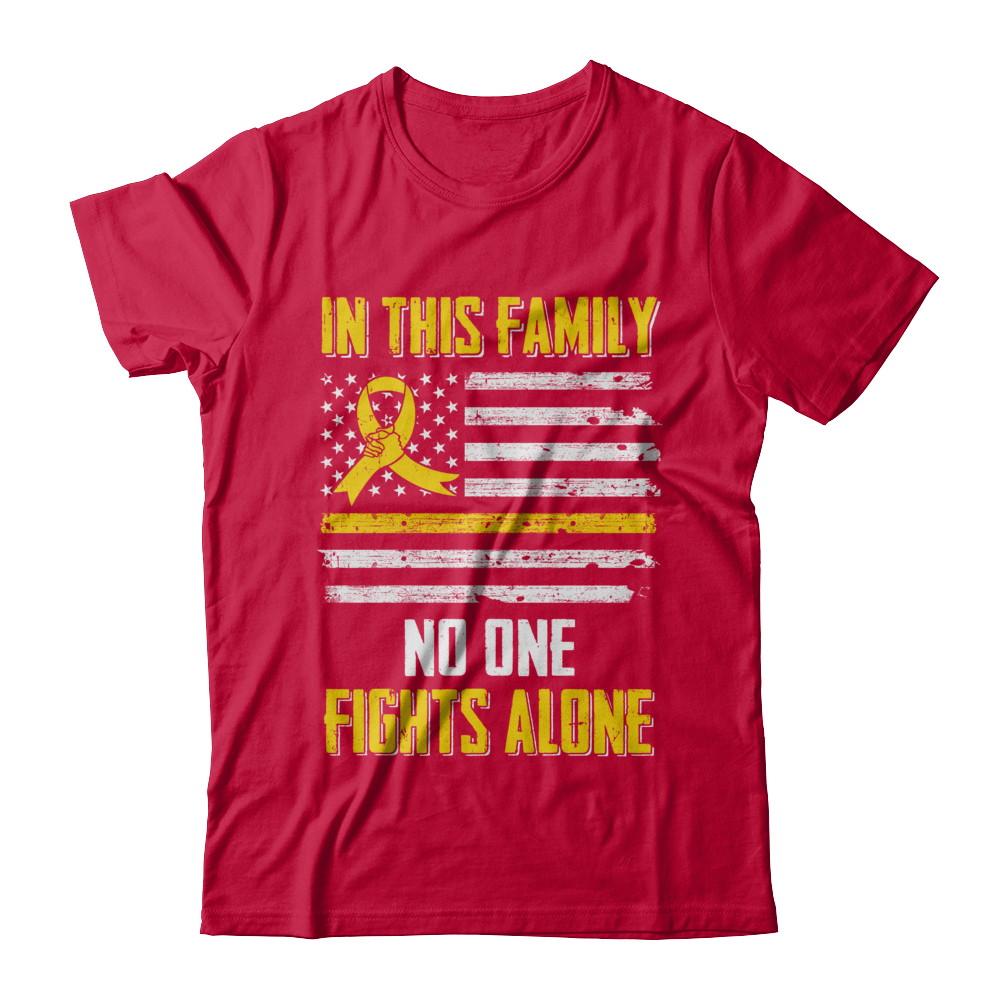 In This Family No One Fights Alone Childhood Cancer-T-Shirt & Hoodie-Classic T-Shirt-Red