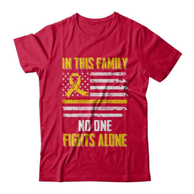 In This Family No One Fights Alone Childhood Cancer-T-Shirt & Hoodie-Classic T-Shirt-Red