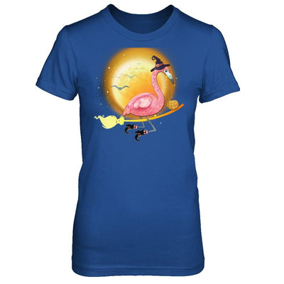 Funny Halloween Flamingo Witch Broom Scary-T-Shirt & Hoodie-Women's T-Shirt-Royal