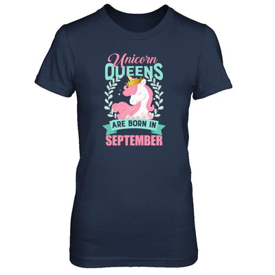 Unicorn Queens Are Born In September Birthday Gift-T-Shirt & Tank Top-Women's T-Shirt-Navy
