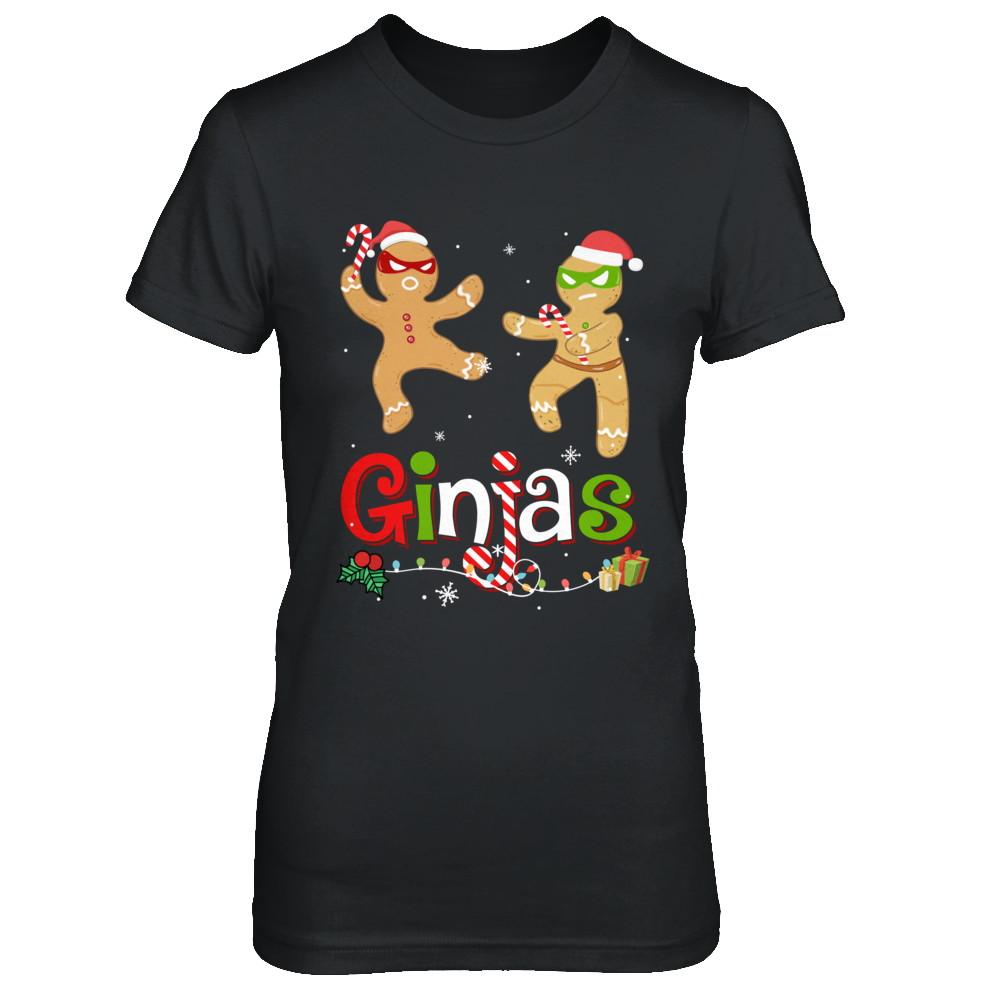 Ginjas Gingerbread Ninjas Funny Christmas Gifts-T-Shirt & Hoodie-Women's T-Shirt-Black