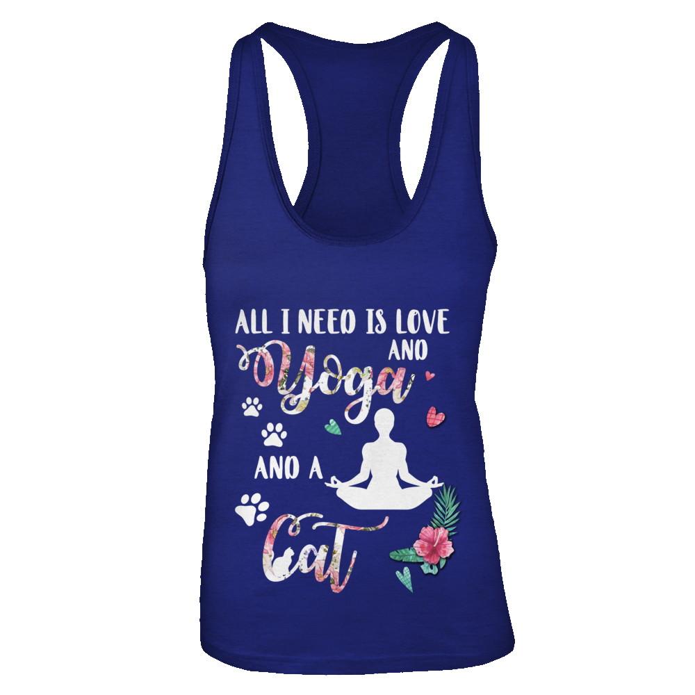 All I Need Is Love And Yoga And A Cat-T-Shirt & Tank Top-Women's Ideal Racerback Tank-Royal