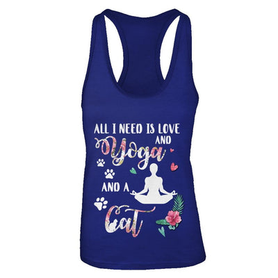 All I Need Is Love And Yoga And A Cat-T-Shirt & Tank Top-Women's Ideal Racerback Tank-Royal