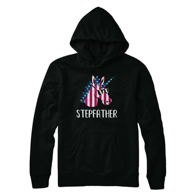 Patriotic Stepfather Unicorn Americorn 4Th Of July-T-Shirt & Hoodie-Pullover Hoodie-Black