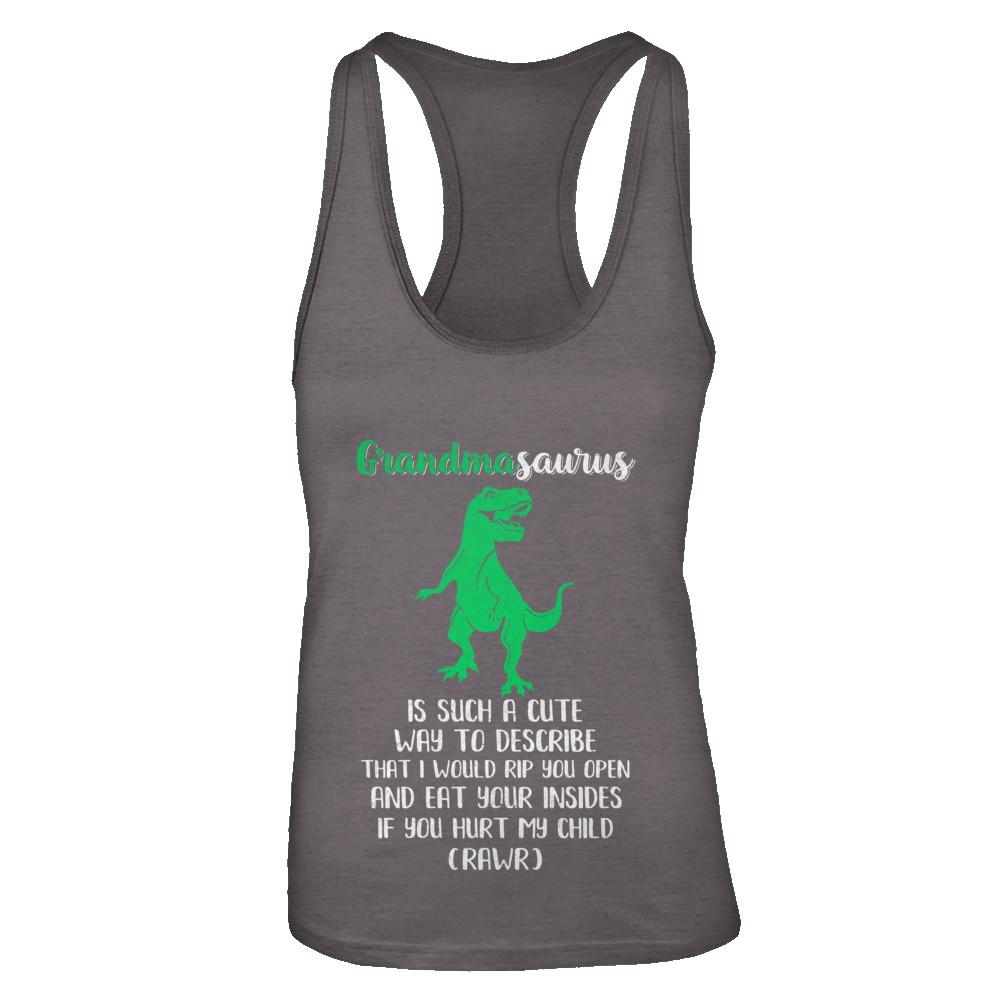 Grandmasaurus Saurus Is Such A Cute Way To Describe Grandma Gift-T-Shirt & Tank Top-Women's Ideal Racerback Tank-Dark Grey