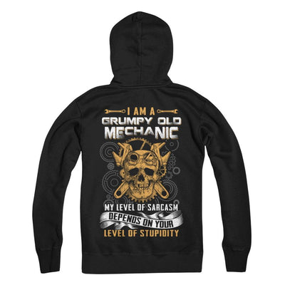 I'm A Grumpy Old Mechanic My Level Of Sarcasm-T-Shirt & Hoodie-Pullover Hoodie-Black