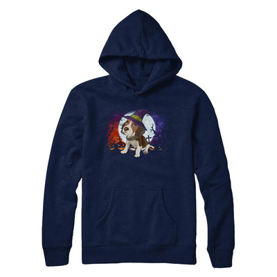 Cute Halloween Beagle Puppy Pumpkins-T-Shirt & Sweatshirt-Pullover Hoodie-Navy