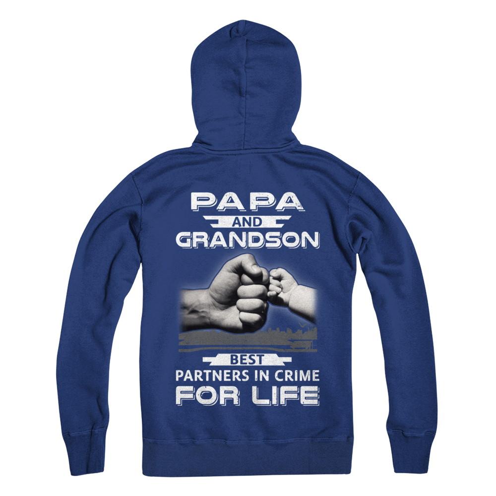 Papa And Grandson Best Partners In Crime For Life-T-Shirt & Hoodie-Pullover Hoodie-Deep Royal