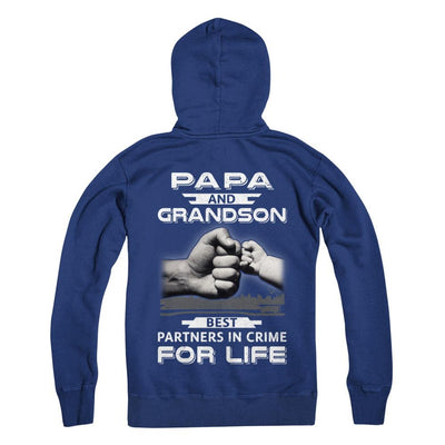 Papa And Grandson Best Partners In Crime For Life-T-Shirt & Hoodie-Pullover Hoodie-Deep Royal