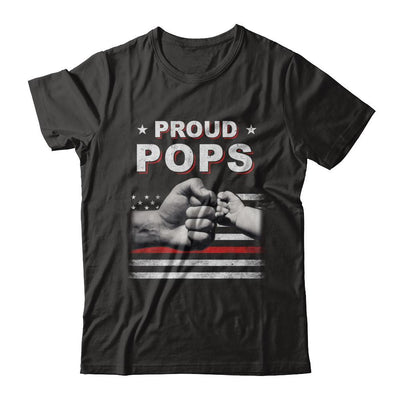 Proud Pops Fireman Firefighter Thin Red Line Flag Fathers Day-T-Shirt & Hoodie-Classic T-Shirt-Black
