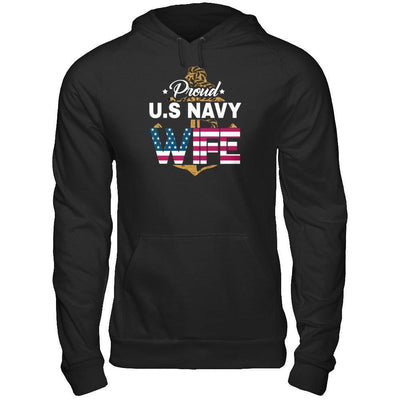 Proud US Navy Wife-T-Shirt & Hoodie-Pullover Hoodie-Black