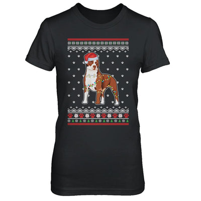 Pitbull Christmas Ugly Sweater Lights Dog Xmas Gift-T-Shirt & Sweatshirt-Women's T-Shirt-Black