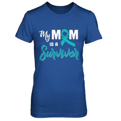 My Mom Is A Survivor Ovarian Son Daughter Support-T-Shirt & Hoodie-Women's T-Shirt-Royal