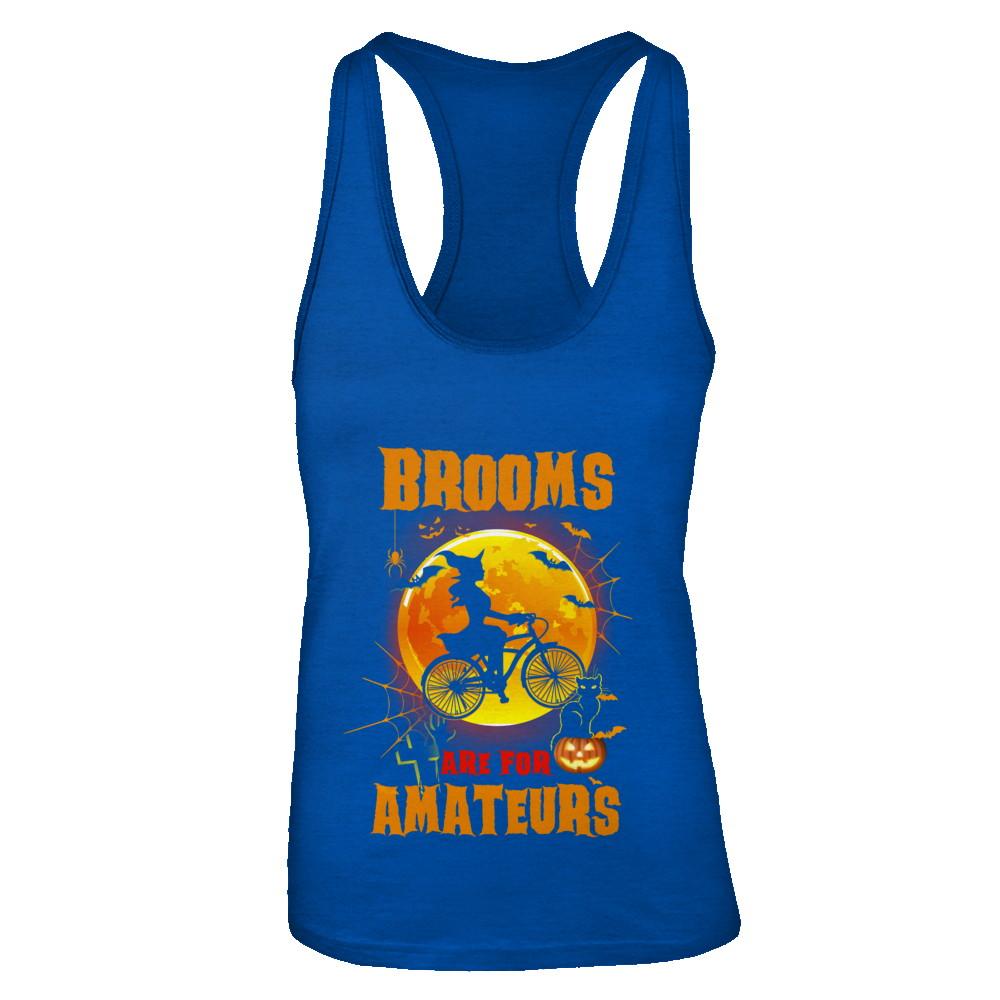 Brooms Are For Amateurs Funny Halloween Bicycle-T-Shirt & Tank Top-Women's Ideal Racerback Tank-Royal