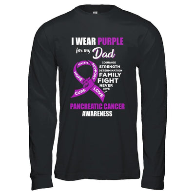Pancreatic Cancer I Wear Purple For My Dad Son Daughter-T-Shirt & Hoodie-Long Sleeve T-Shirt-Black