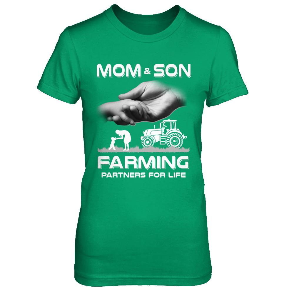 Farmer Mom And Son Farming Partners For Life Mothers Day-T-Shirt & Hoodie-Women's T-Shirt-Irish Green