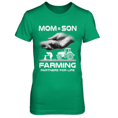 Farmer Mom And Son Farming Partners For Life Mothers Day-T-Shirt & Hoodie-Women's T-Shirt-Irish Green