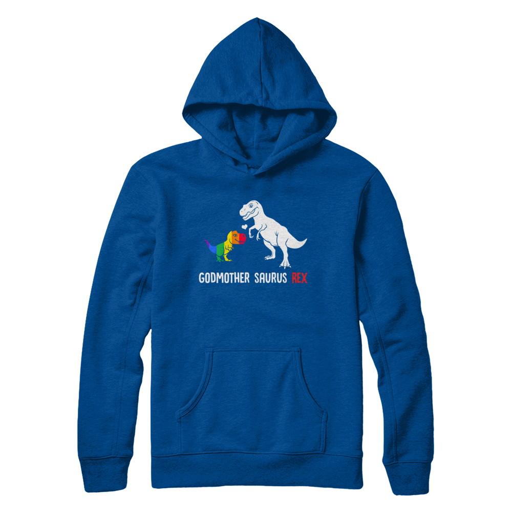 Godmother Saurus T-Rex Dinosaur Gift LGBT Support-T-Shirt & Hoodie-Pullover Hoodie-Deep Royal