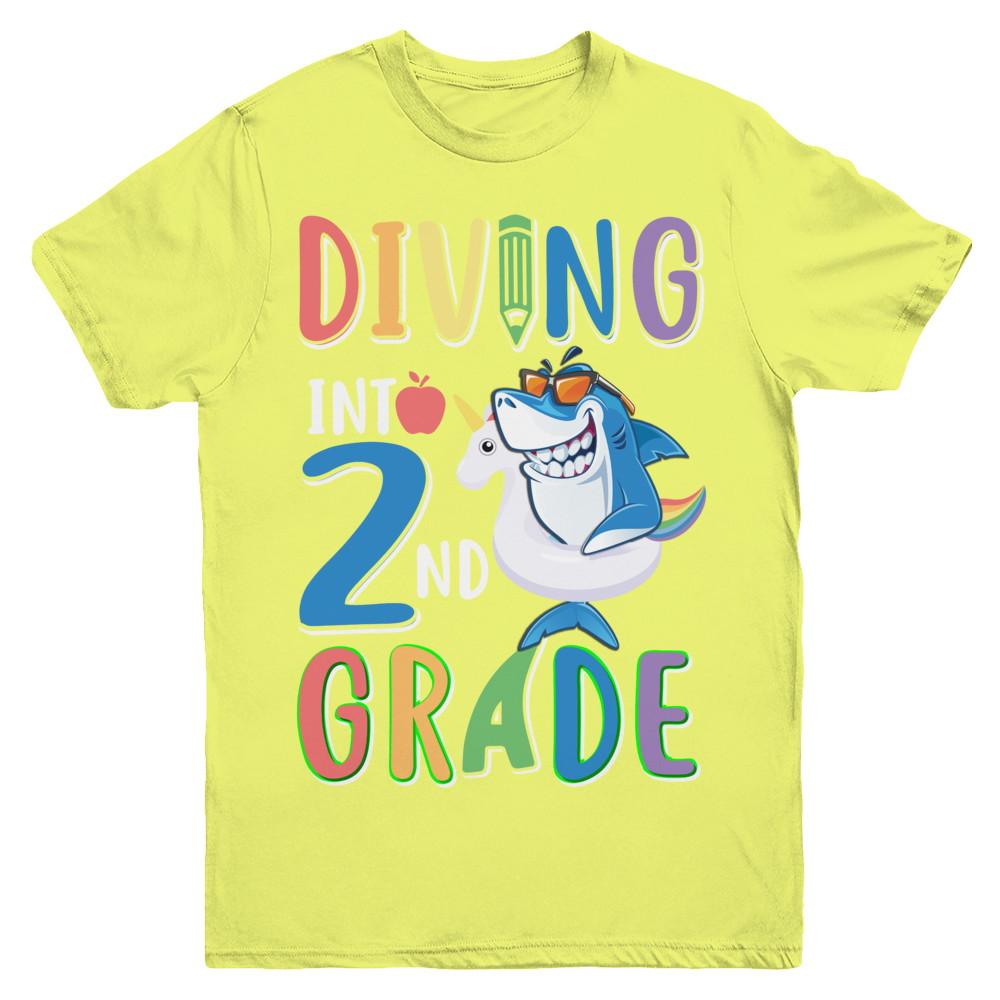 Diving Into 2nd Grade Back To School Shark Youth-Youth Shirt-Youth T-Shirt-Daisy