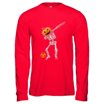 Halloween Dabbing Skeleton Soccer-T-Shirt & Hoodie-Long Sleeve T-Shirt-Red