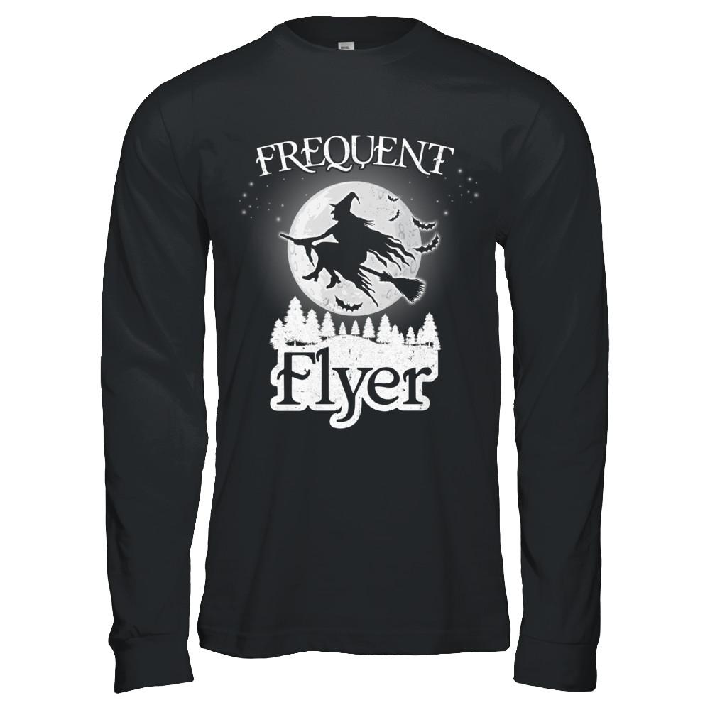 Frequent Flyer Funny Halloween Witch Costume Gift-T-Shirt & Hoodie-Long Sleeve T-Shirt-Black