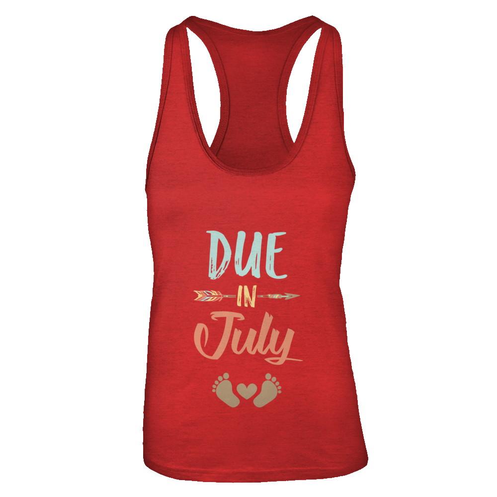 Due Date July 2021 Announcement Mommy Bump Pregnancy-T-Shirt & Tank Top-Women's Ideal Racerback Tank-Red