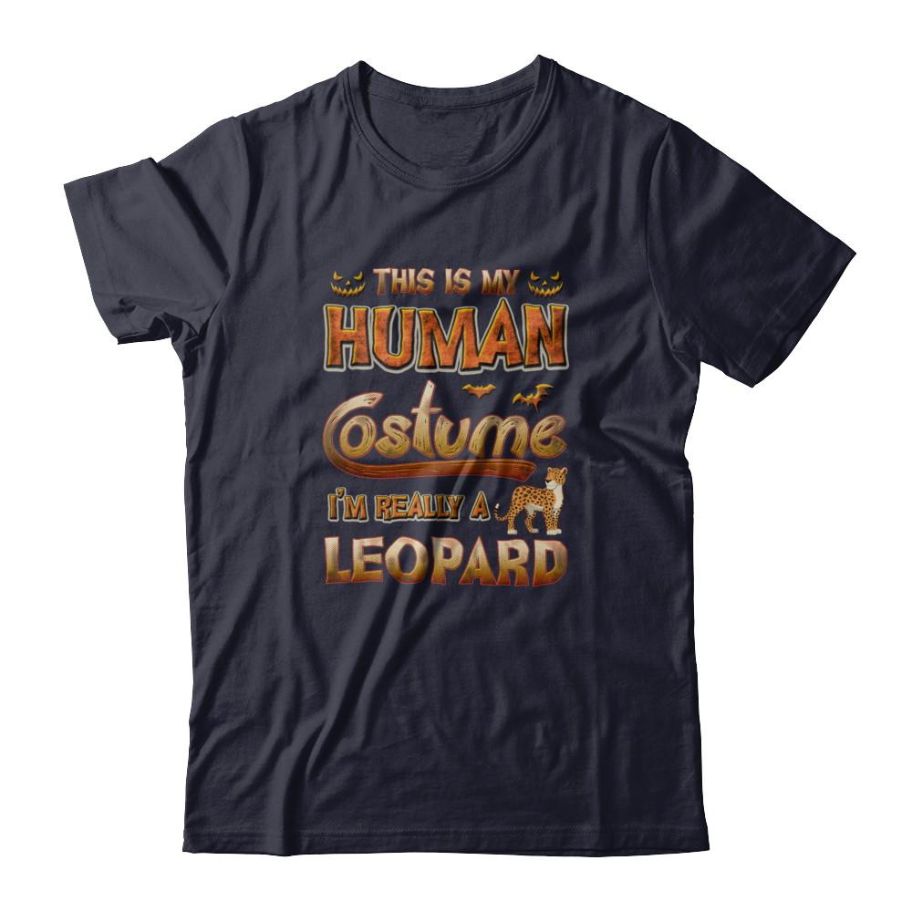 Leopard Halloween My Human Costume I'm Really A Leopard-T-Shirt & Tank Top-Premium T-Shirt-Midnight Navy