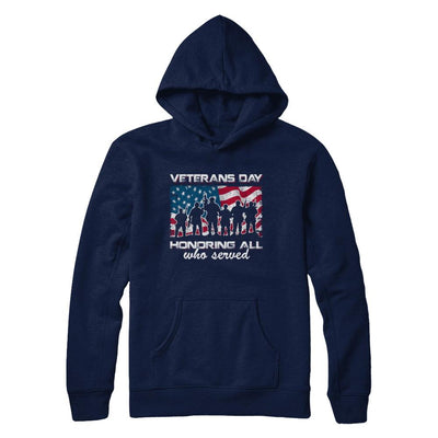Vintage Patriotic Army Veterans Day Honoring All Who Reverd-T-Shirt & Hoodie-Pullover Hoodie-Navy