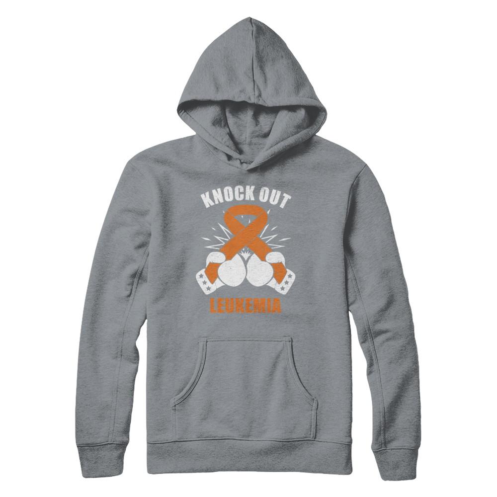 Boxing knock out Leukemia Awareness Support-T-Shirt & Hoodie-Pullover Hoodie-Light Steel