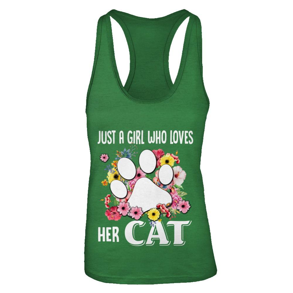 Just A Girl Who Loves Her Cat-T-Shirt & Tank Top-Women's Ideal Racerback Tank-Kelly Green