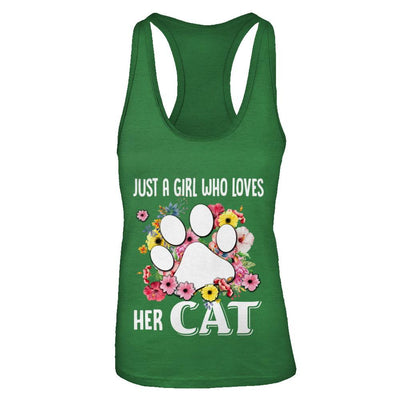 Just A Girl Who Loves Her Cat-T-Shirt & Tank Top-Women's Ideal Racerback Tank-Kelly Green