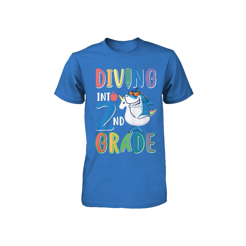 Diving Into 2nd Grade Back To School Shark Youth-Youth Shirt-