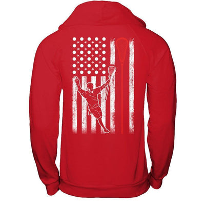 Lacrosse American Flag-T-Shirt & Hoodie-Pullover Hoodie-Red