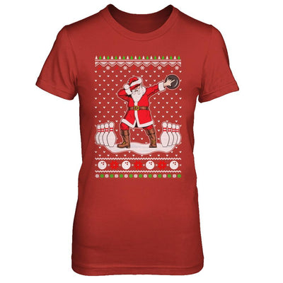 Dabbing Santa Claus Bowling Ugly Christmas Sweater-T-Shirt & Sweatshirt-Women's T-Shirt-Red