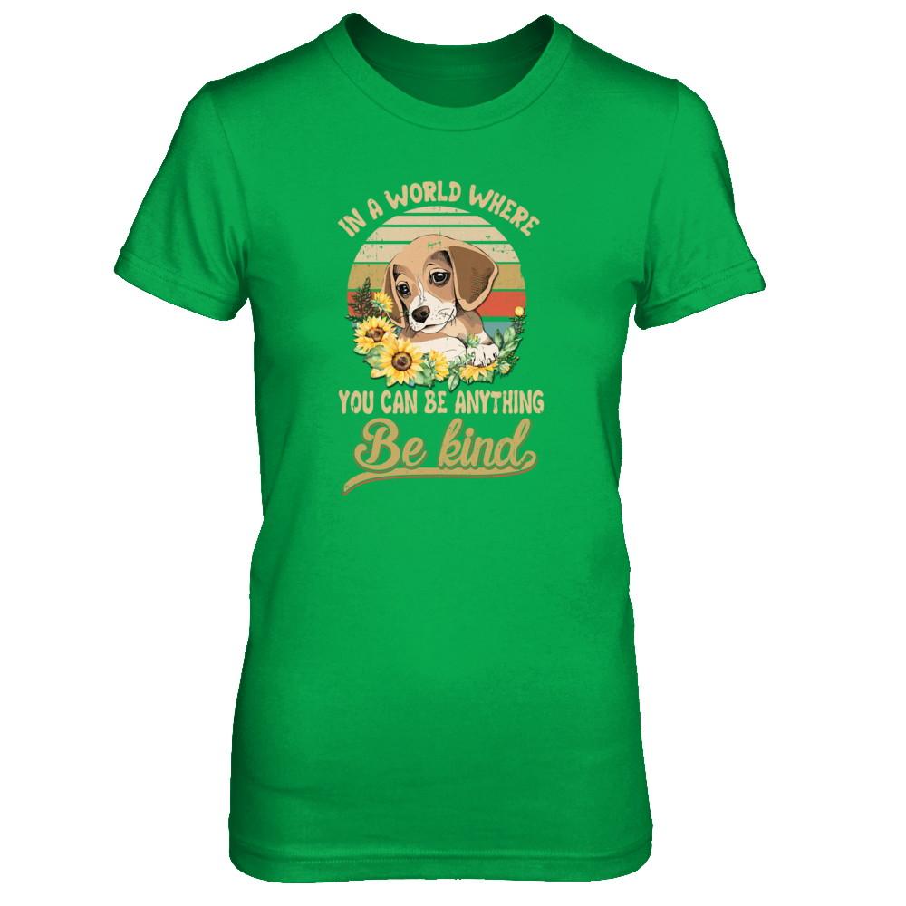 In A World Where You Can Be Anything Be Kind Beagle Sunflow-T-Shirt & Tank Top-Women's T-Shirt-Irish Green