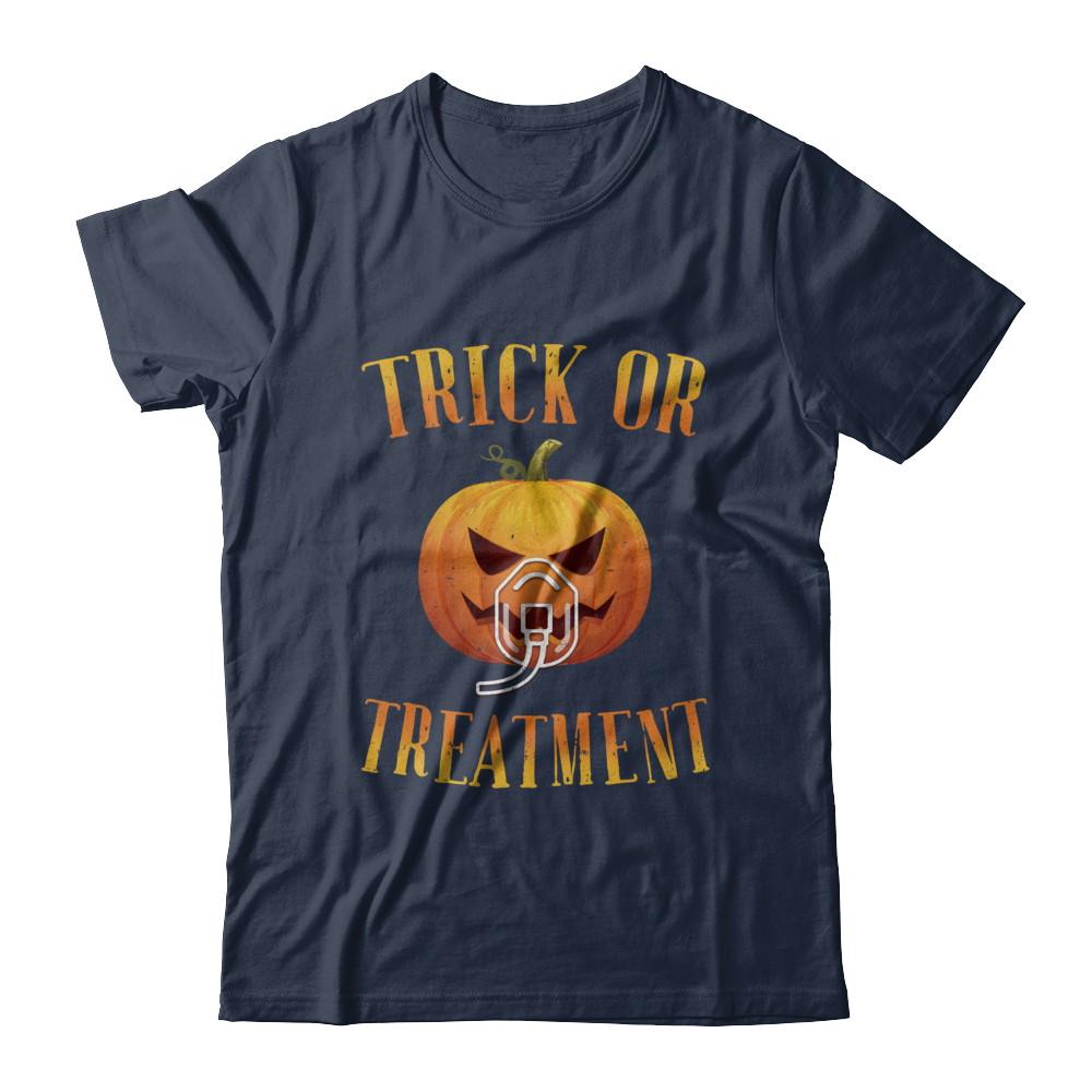 Trick Or Treatment Respiratory Therapist Nurse Halloween-T-Shirt & Hoodie-Classic T-Shirt-Navy
