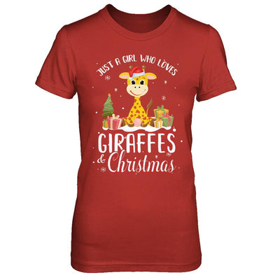 Just A Girl Who Loves Giraffes And Christmas-T-Shirt & Sweatshirt-Women's T-Shirt-Red