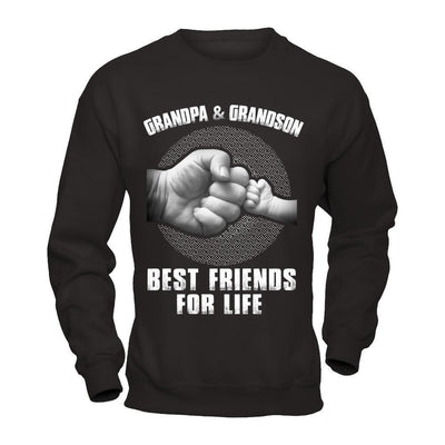 Grandpa And Grandson Best Friends For Life-T-Shirt & Hoodie-Crewneck Sweatshirt-Black