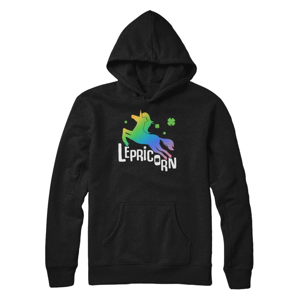 Lepricorn Funny St. Patrick's Day Unicorn Leprechaun-T-Shirt & Hoodie-Pullover Hoodie-Black