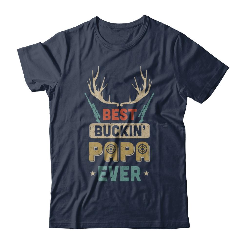 Vintage Best Buckin' Papa Ever Deer Hunting-T-Shirt & Hoodie-Classic T-Shirt-Navy