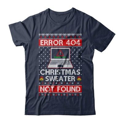 Error 404 Ugly Christmas Sweater Not Foud Computer-T-Shirt & Sweatshirt-Classic T-Shirt-Navy