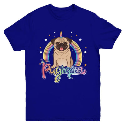 Rainbow Pugicorn Pug Unicorn For Kids Youth-Youth Shirt-Youth T-Shirt-Navy