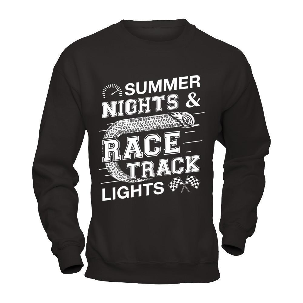 Summer Nights Race Track Lights-T-Shirt & Hoodie-Crewneck Sweatshirt-Black