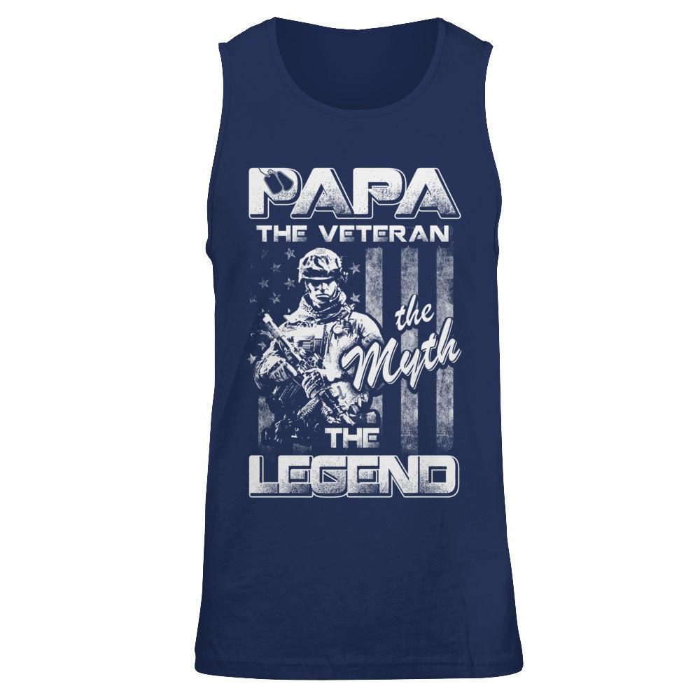 Papa The Veteran The Myth The Legend-T-Shirt & Hoodie-Unisex Tank-Navy