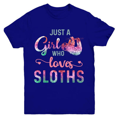 Just A Girl Who Loves Sloths Sloth Lover Youth-Youth Shirt-Youth T-Shirt-Navy
