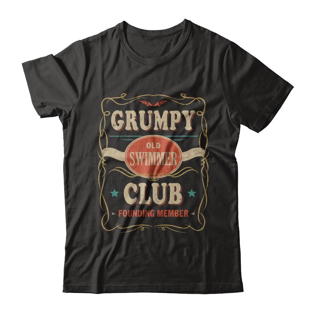 Papa Grumpy Old Swimmer Club Founding Member Swimming-T-Shirt & Hoodie-Classic T-Shirt-Black