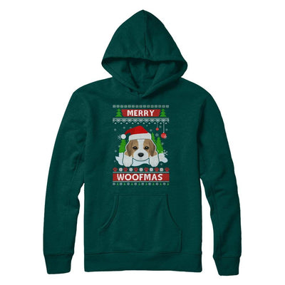 Beagle Merry Woofmas Ugly Christmas Sweater-T-Shirt & Sweatshirt-Pullover Hoodie-Deep Forest
