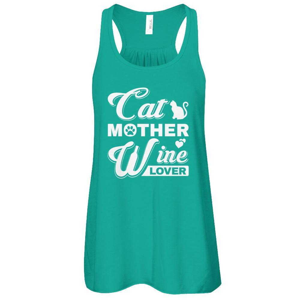 Cat Mother Wine Lover-T-Shirt & Tank Top-Women's Flowy Racerback Tank-Kelly